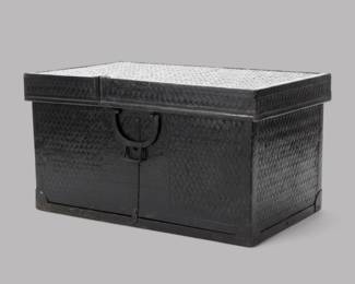 Antique Japanese Black Painted Bamboo Trunk