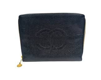 Chanel Black Caviar Leather Travel Jewelry Case