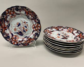 Eight English Ironstone Imari Belisarius Plates, C. 1840 (8)