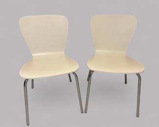 Pair Of White Crate And Barrel Felix Sidechairs