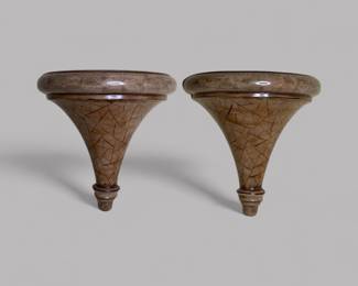 Paul Nelson (American, B. 1970) Pair Of Ceramic Sconces / Brackets, Signed