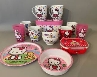 Six Hello Kitty Mugs, A Pair Of Bowls And Other Dishes (13)