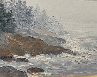Shirley Lewis (Maine, 1933-2019), 'Fog - Monhegan Island, Maine,' Oil On Board