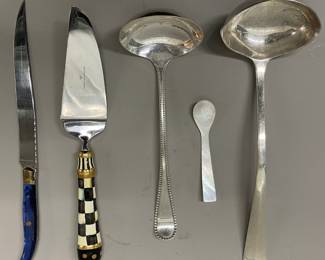 MacKenzie Childs And Silver Plated Serving Pieces (5)