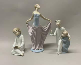 Lladro Figure Of A Dancing Woman, A Boy With A Candle And A Nao Porcelain Figure (3)