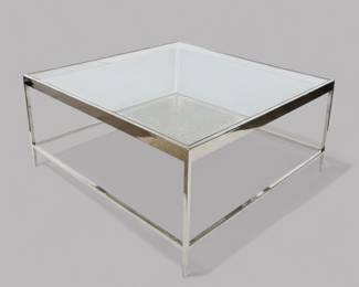 Mitchell Gold & Bob Williams Chrome And Glass Coffee Table