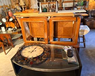 Entertainment consoles 
Vintage end tables and coffee table 