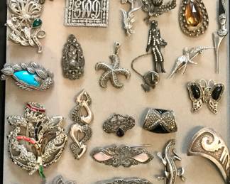 sterling and marcasite pieces