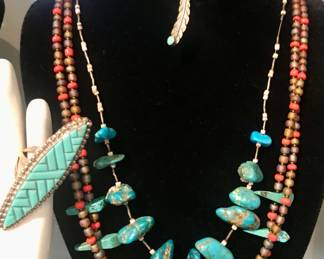 turquoise and coral