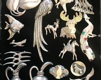 Vintage sterling silver brooches