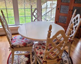White wood table with 4 chairs