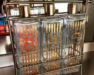 MCM Whiskey Tantalus Decanters with metal Caddy