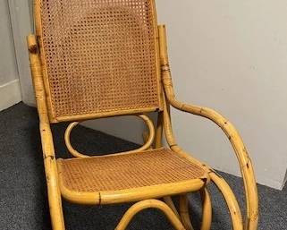 Mid-Century Modern Bentwood Bamboo and Rattan rocking chair