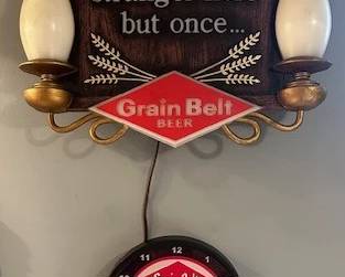 Light up Grain Belt Sign and clock