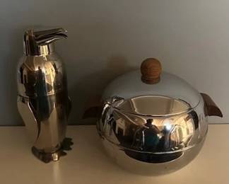 Vintage West Bend Penquin Insulated ice bucket and martini shaker