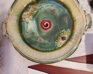 Signed pottery platter. 