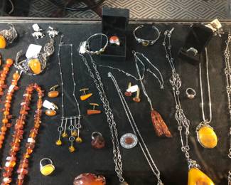 Rare Antique Baltic; Butterscotch; Yolk Amber and Sterling Necklaces; Cuffs; Bracelets; Pendants