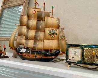 Decorative Wash Board, Ship, and Clock