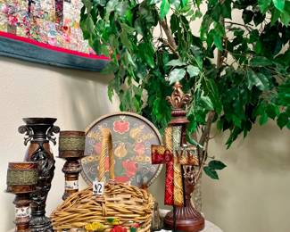 Side Table with Marble and Glass Top