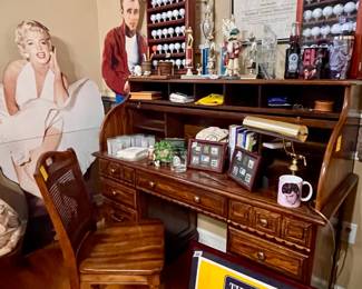 Marlyn Monroe & James Dean Cut Outs, Golf Decor, Roll Top Desk