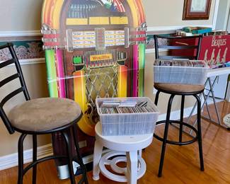 Juke Box Cardboard Cut Out, Bar Stools, CD's and Albums
