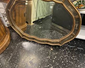 Gilded, etches mirror 
