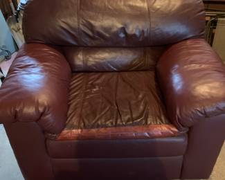 Large Leather Overstuffed Chair