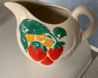 Vintage Bisque Strawberry Ball Pitcher - 1940’s USA by Pottery Co.