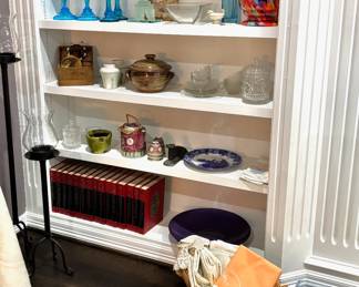 Colorful Glassware, Vintage Linens