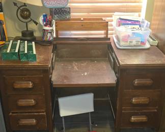 Vintage Desk - Middle Section used to be for Typewriter- It does Lay Flat