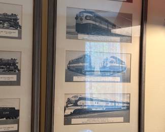 Framed Train Themed Vintage Artwork