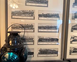 Framed Train Themed Vintage Artwork