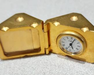 Brass Dice Novelty Mini Clock and photo insert