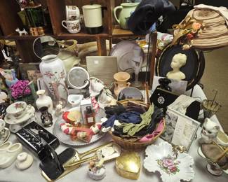 Vintage ladies' collectibles-hats, gloves, hankies, perfumes