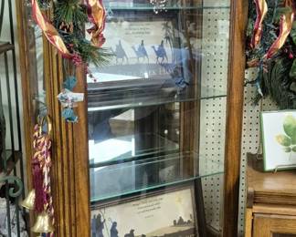 Lighted display curio cabinet w/ beveled glass front and 4 adjustable glass shelves 