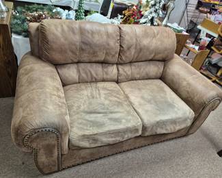 Faux suede loveseat 