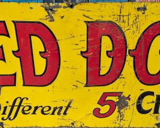 "Red Dot Truly Different 5c Cigar" metal sign