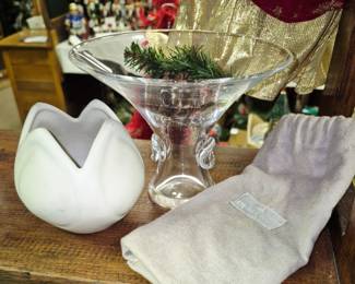 Van Briggle vase and Steuben glass vase