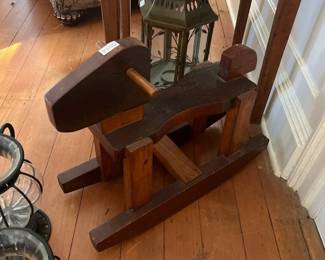 VINTAGE WOODEN ROCKING HORSE