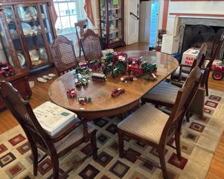 WOODEN GLASS TOP TABLE WITH 6 CHAIRS