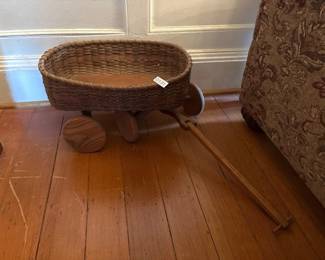 VINTAGE BASKET WEAVE WAGON
