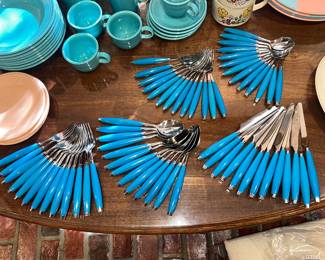Set of Blue Fiesta flatware