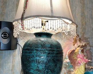 Heavy Painted Pottery Lamp