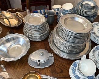Set of Queen Anne Style pewter ware by Metal Crafters
