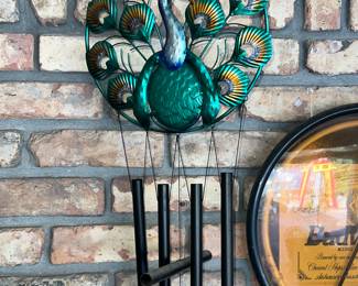 Metal peacock wind chime