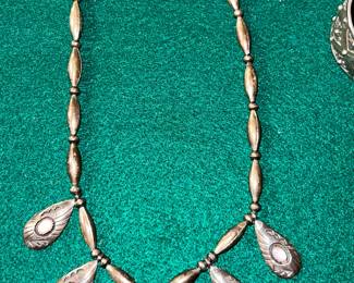 vintage Native American Navajo sterling silver bead necklace