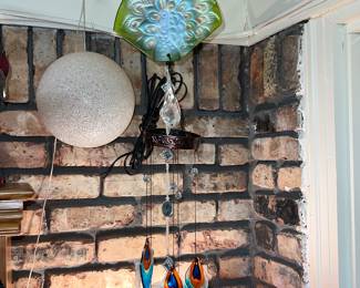 Peacock Art glass wind chime