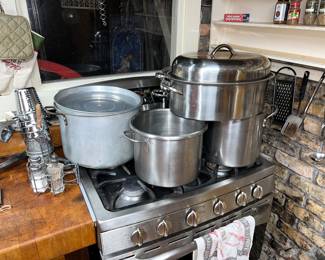 several large stockpots