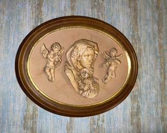 vintage Madonna and Child wall plaque