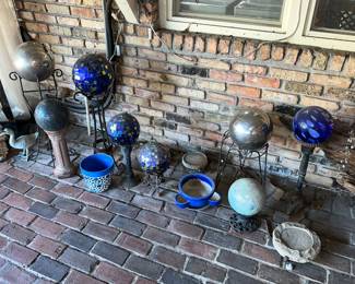 collection of garden gazing balls